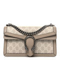GG Supreme Monogram Textured Dollar Calfskin Small Rectangular Dionysus Shoulder Bag Beige Mystic White Oatmeal
