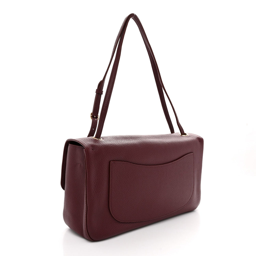 Grained Calfskin Small Souplissimo Maxi Flap Burgundy