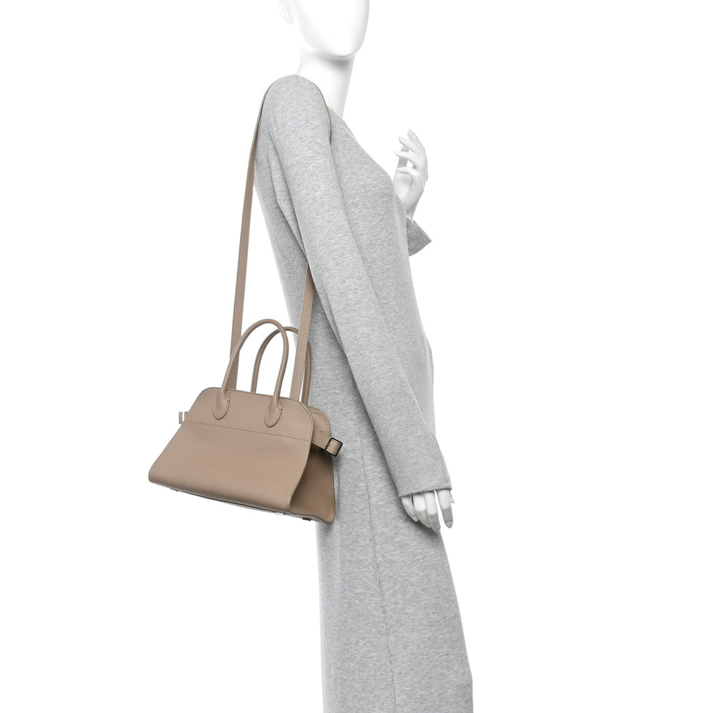 Grained Calfskin Soft Margaux 10 Bag Dark Taupe