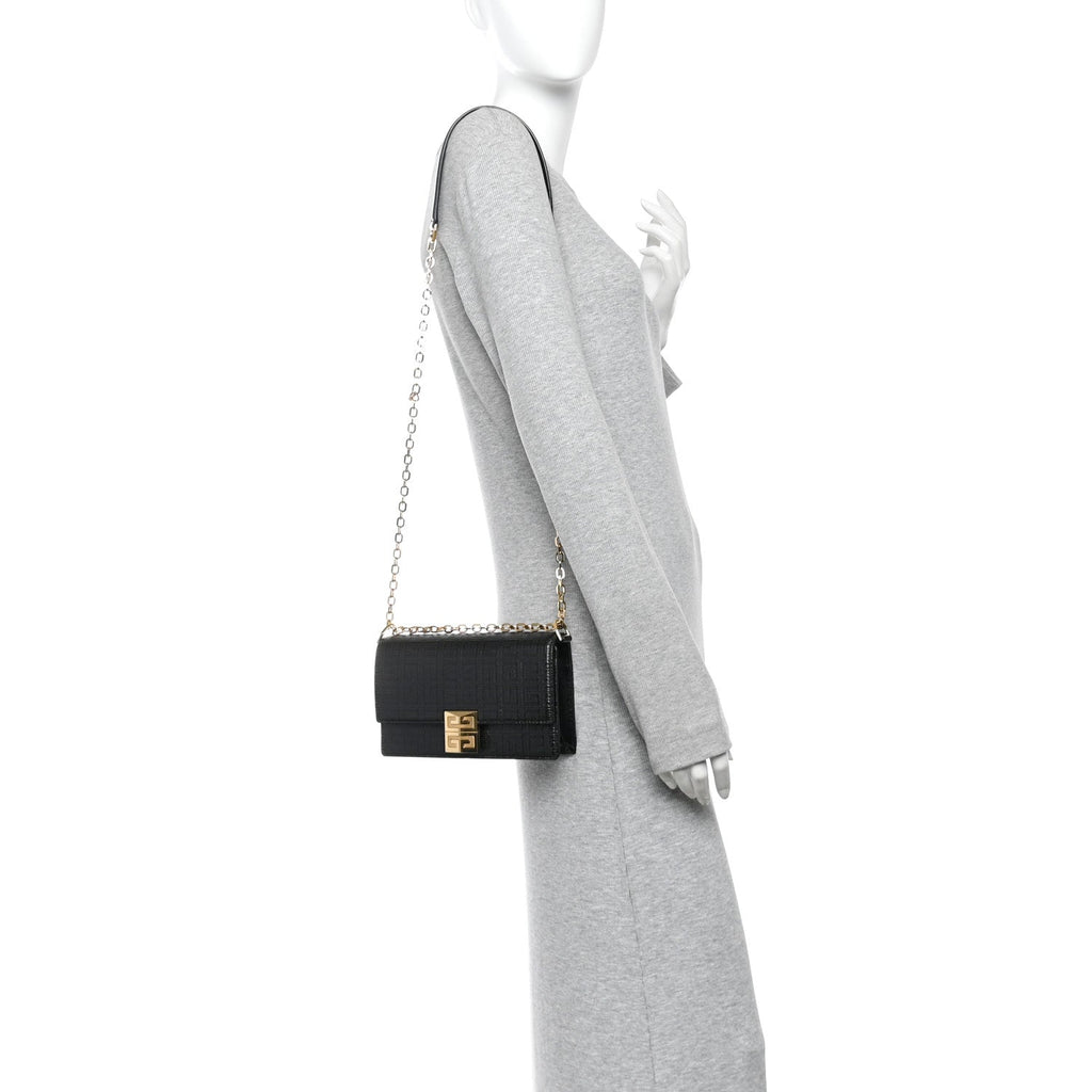 4G Coated Canvas Small Chain Shoulder Bag Black