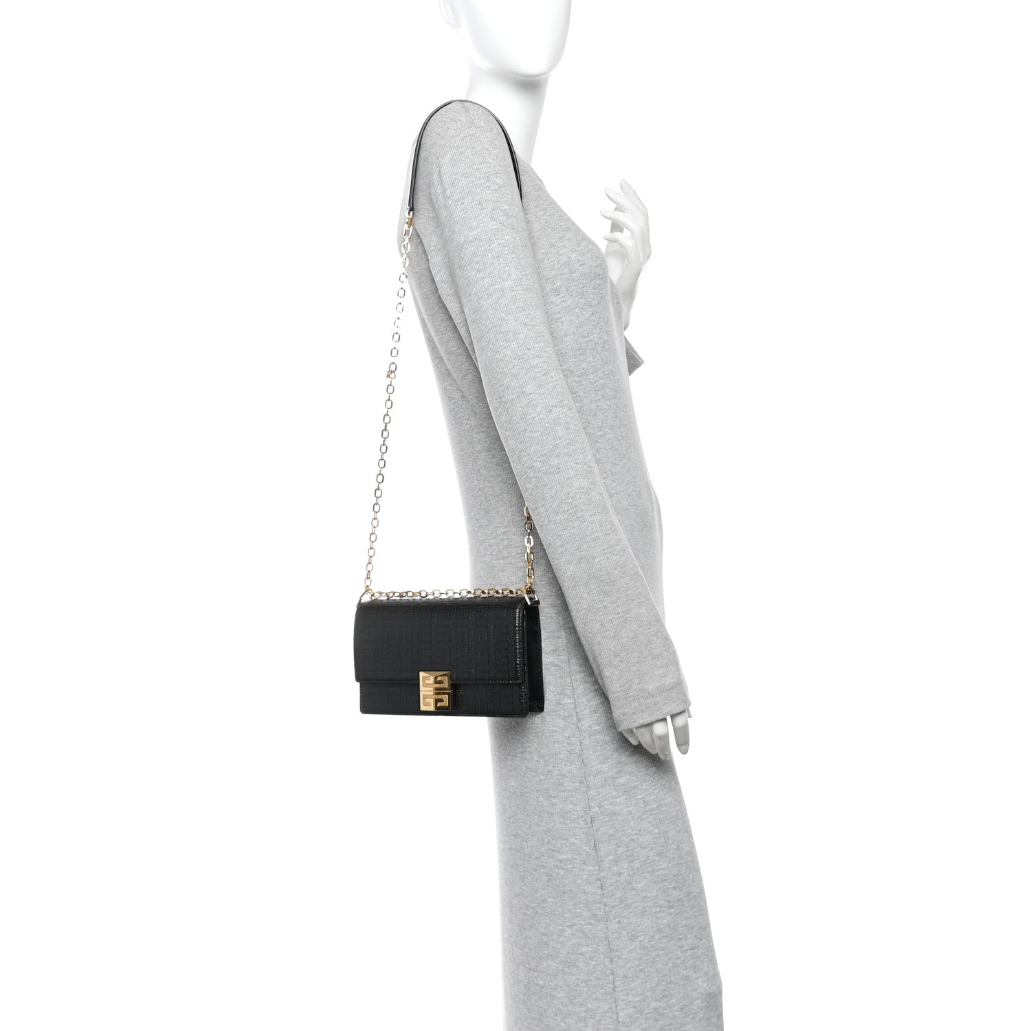 4G Coated Canvas Small Chain Shoulder Bag Black