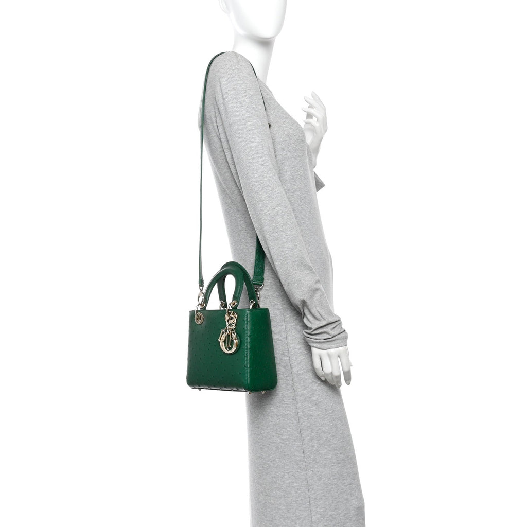 Ostrich Small Lady Dior Green