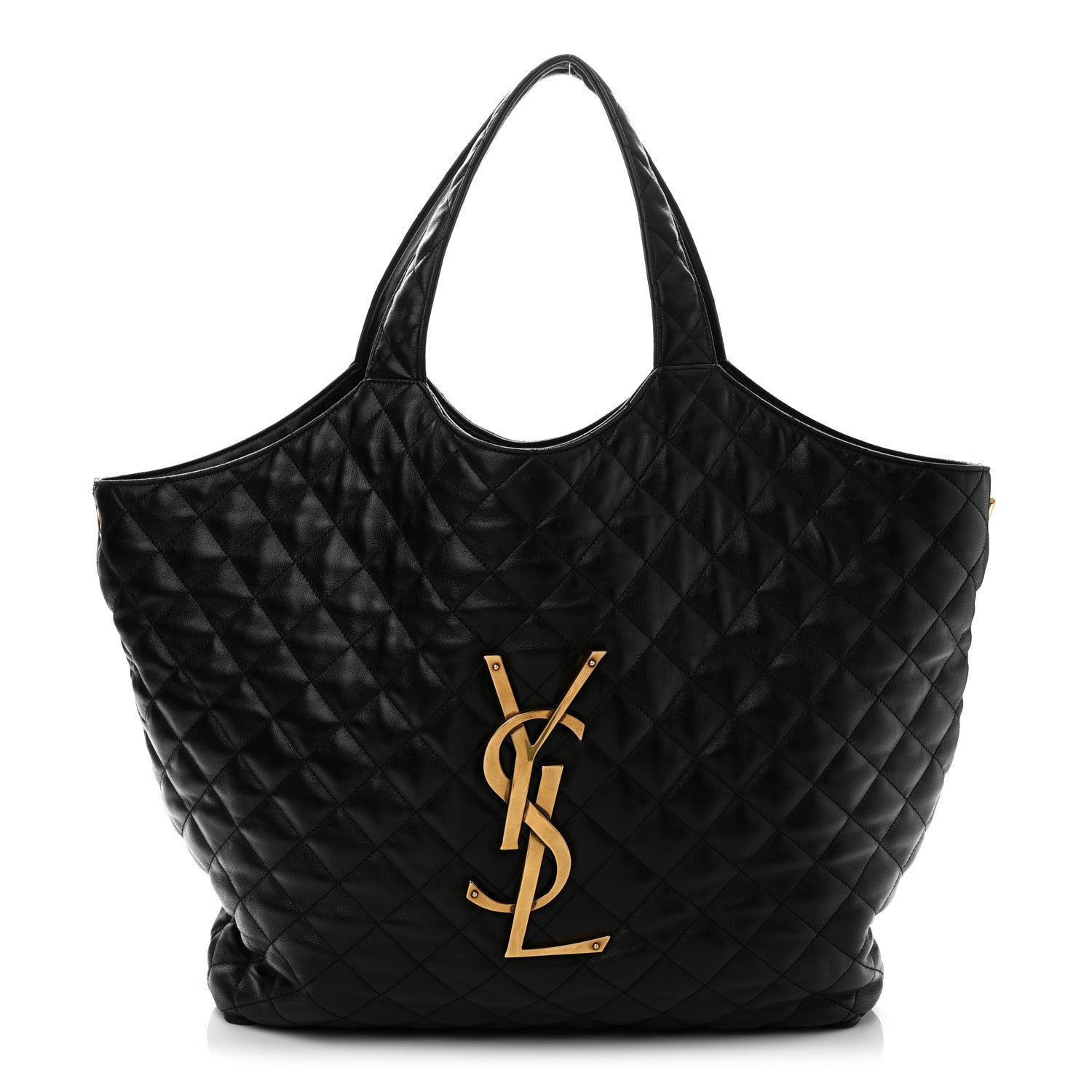 Lambskin Quilted Maxi Icare Shopping Tote Black