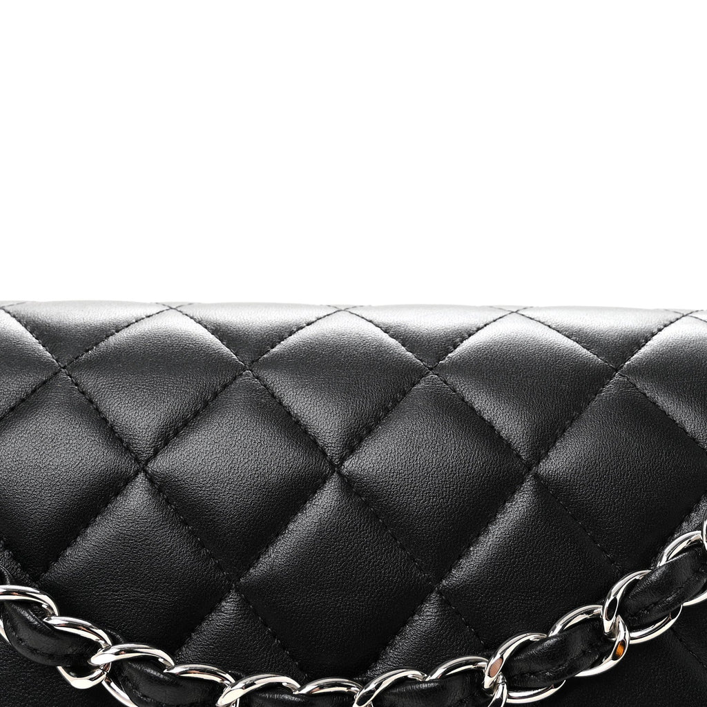 Lambskin Quilted Jumbo Double Flap Black