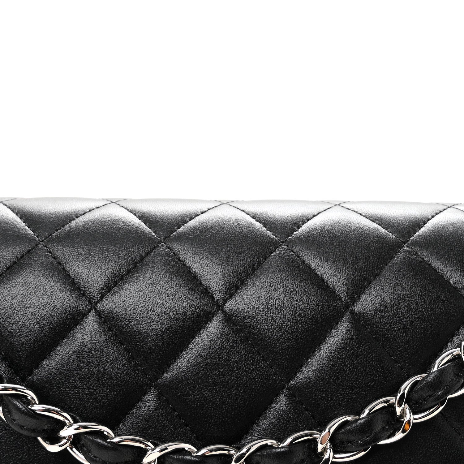 Lambskin Quilted Jumbo Double Flap Black