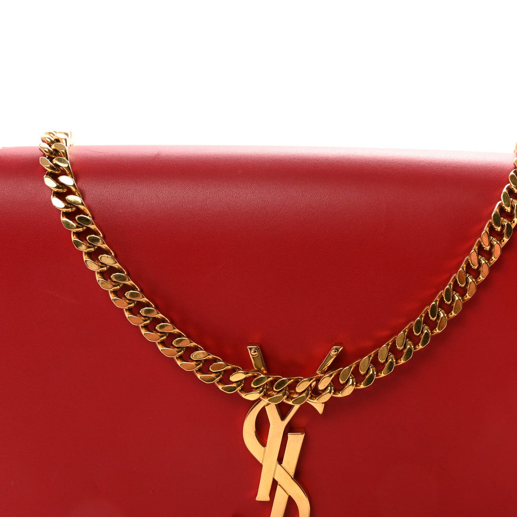 Smooth Calfskin Medium Classic Monogram Kate Tassel Satchel Lipstick Red