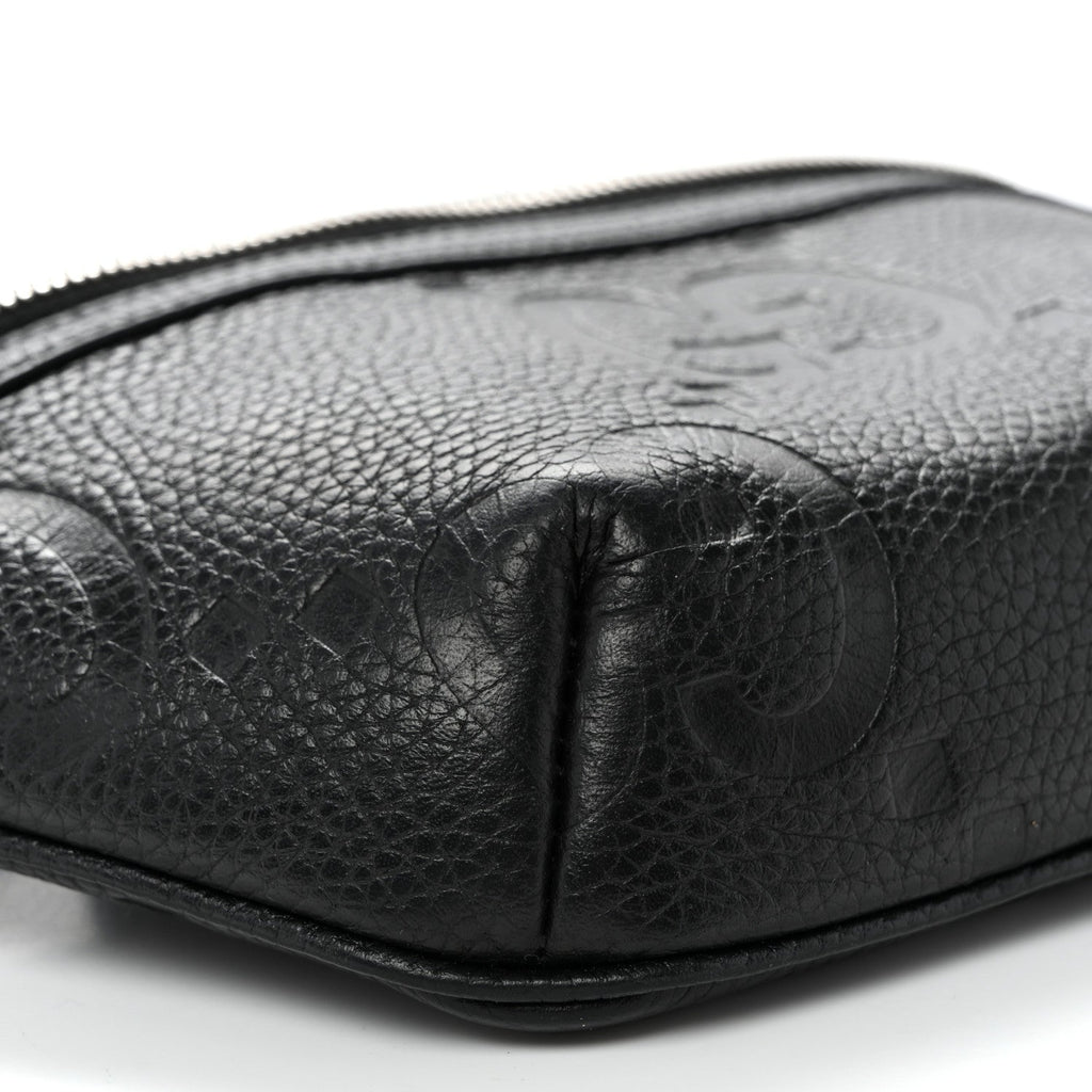 Piuma Calfskin Jumbo GG Embossed Small Belt Bag Black