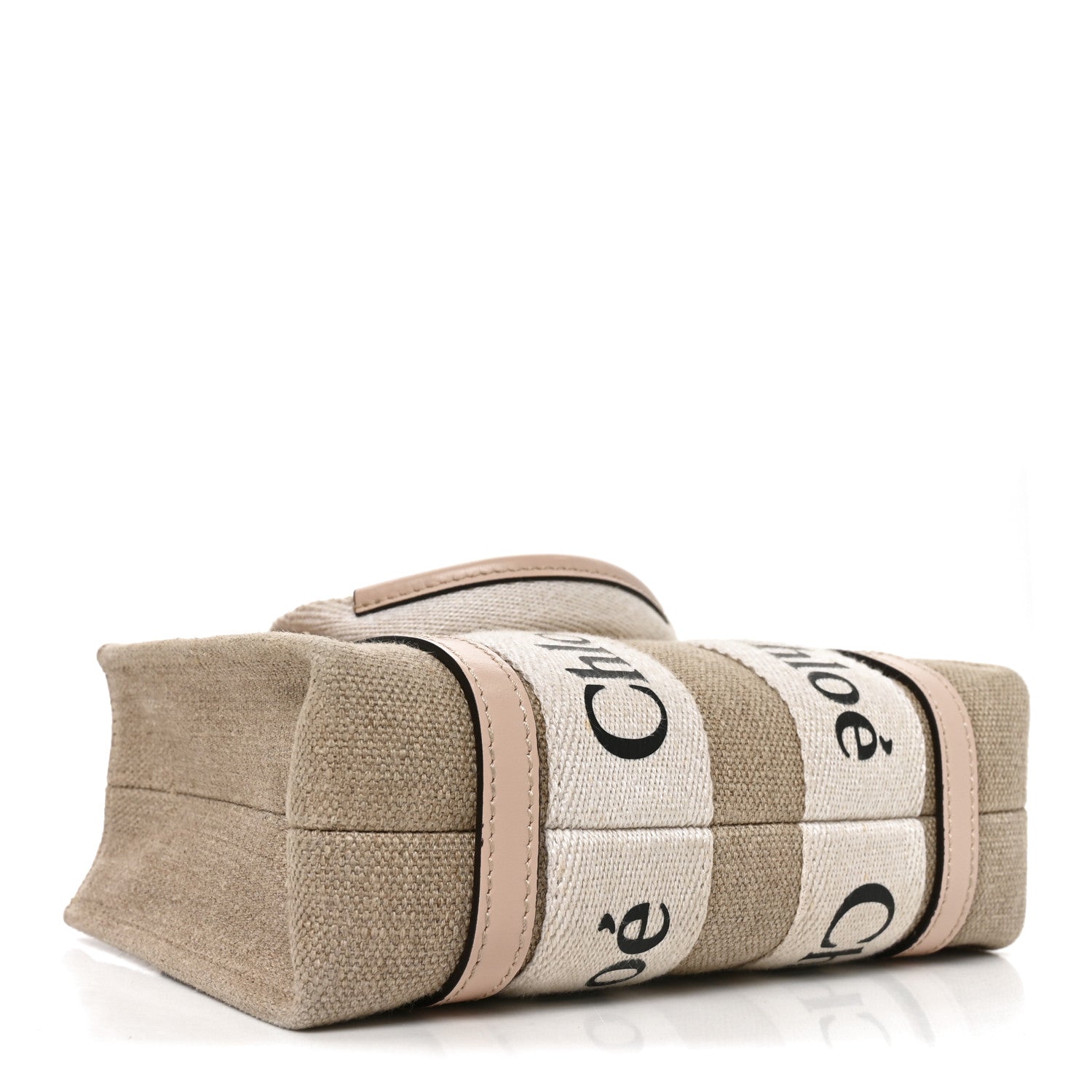 Linen Calfskin Mini Woody Ribbon Tote Cement Pink