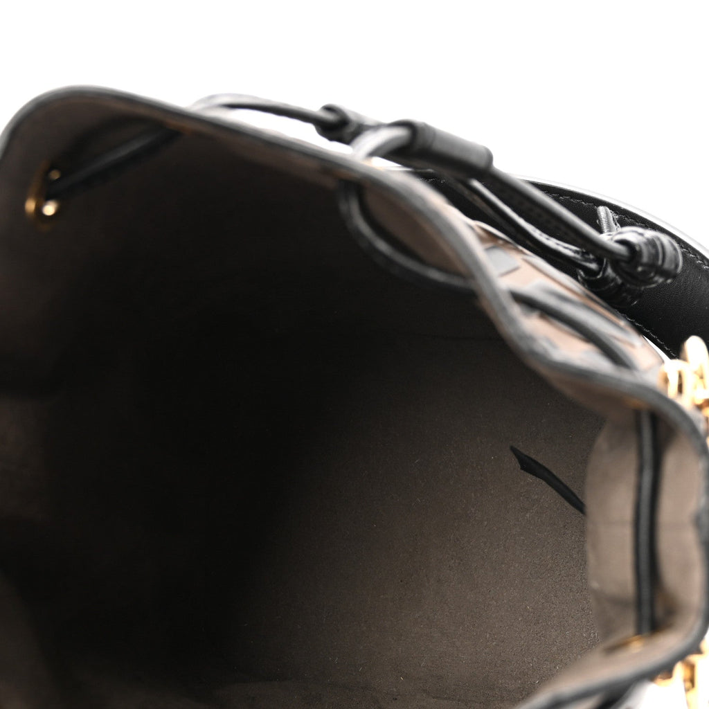 Vitello Liberty F is Fendi Bi-Color FF 1974 Embossed Mini Mon Tresor Bucket Bag Maya Black