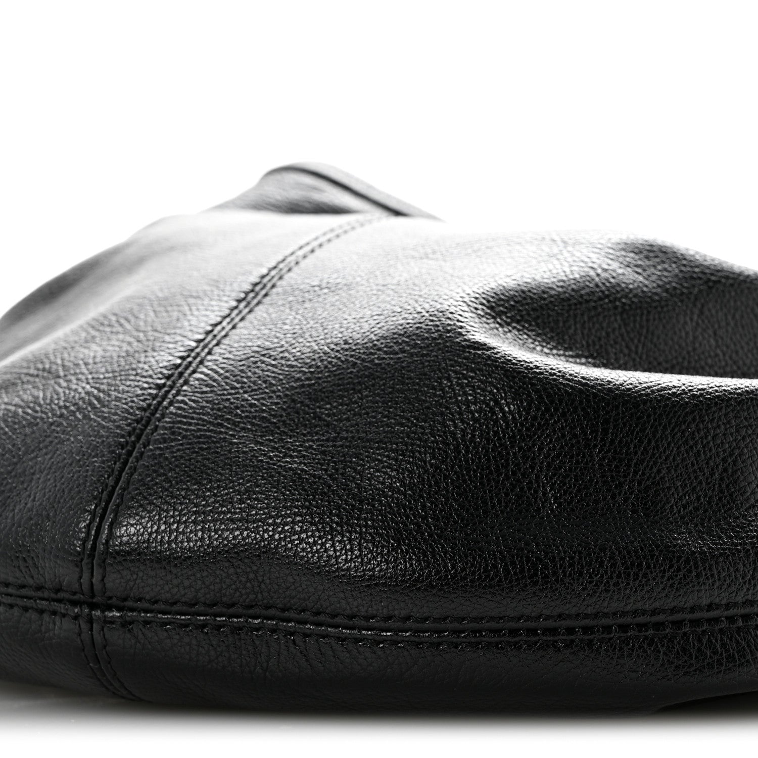 Grained Calfskin Small Bracelet Hobo Bag Black