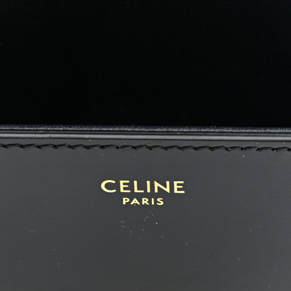 Shiny Calfskin Triomphe Mini Chain Box Bag Black