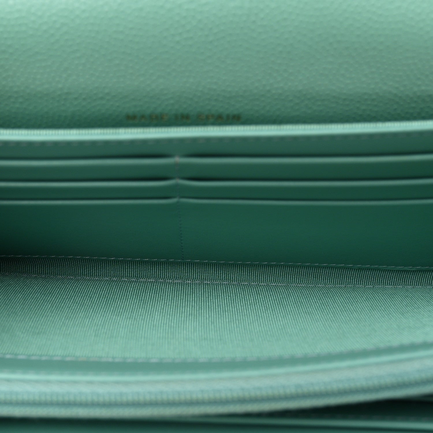 Caviar Quilted Large Gusset Flap Wallet Light Green