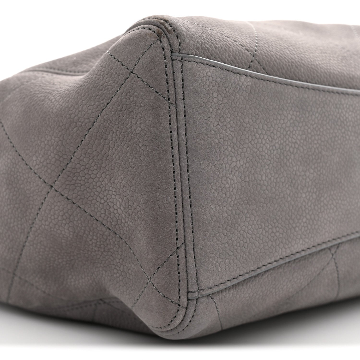 Grained Nubuck Caviar Quilted Large Shopping Bag Grey