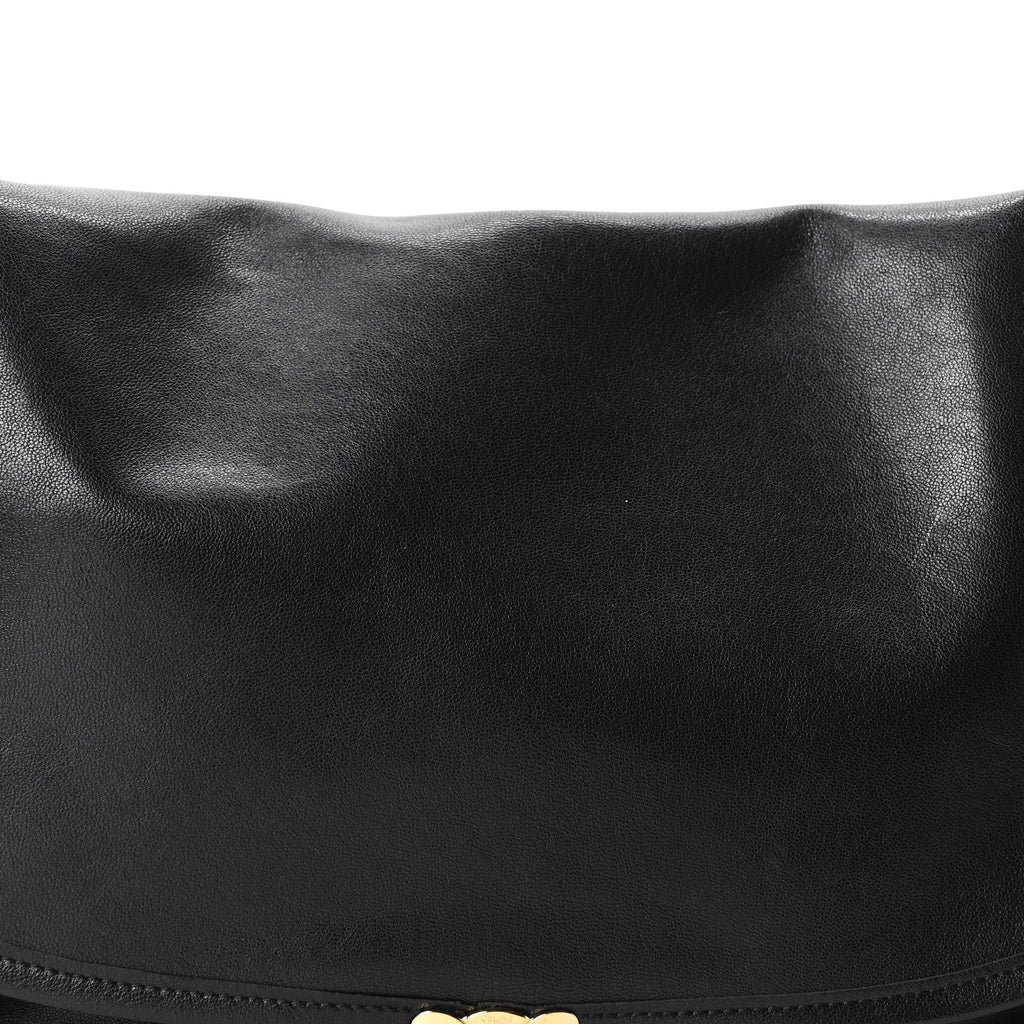Shiny Lambskin Soft Triomphe Half Moon Bag Black
