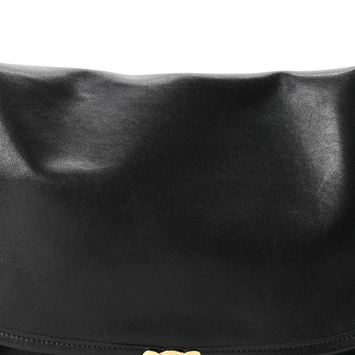 Shiny Lambskin Soft Triomphe Half Moon Bag Black