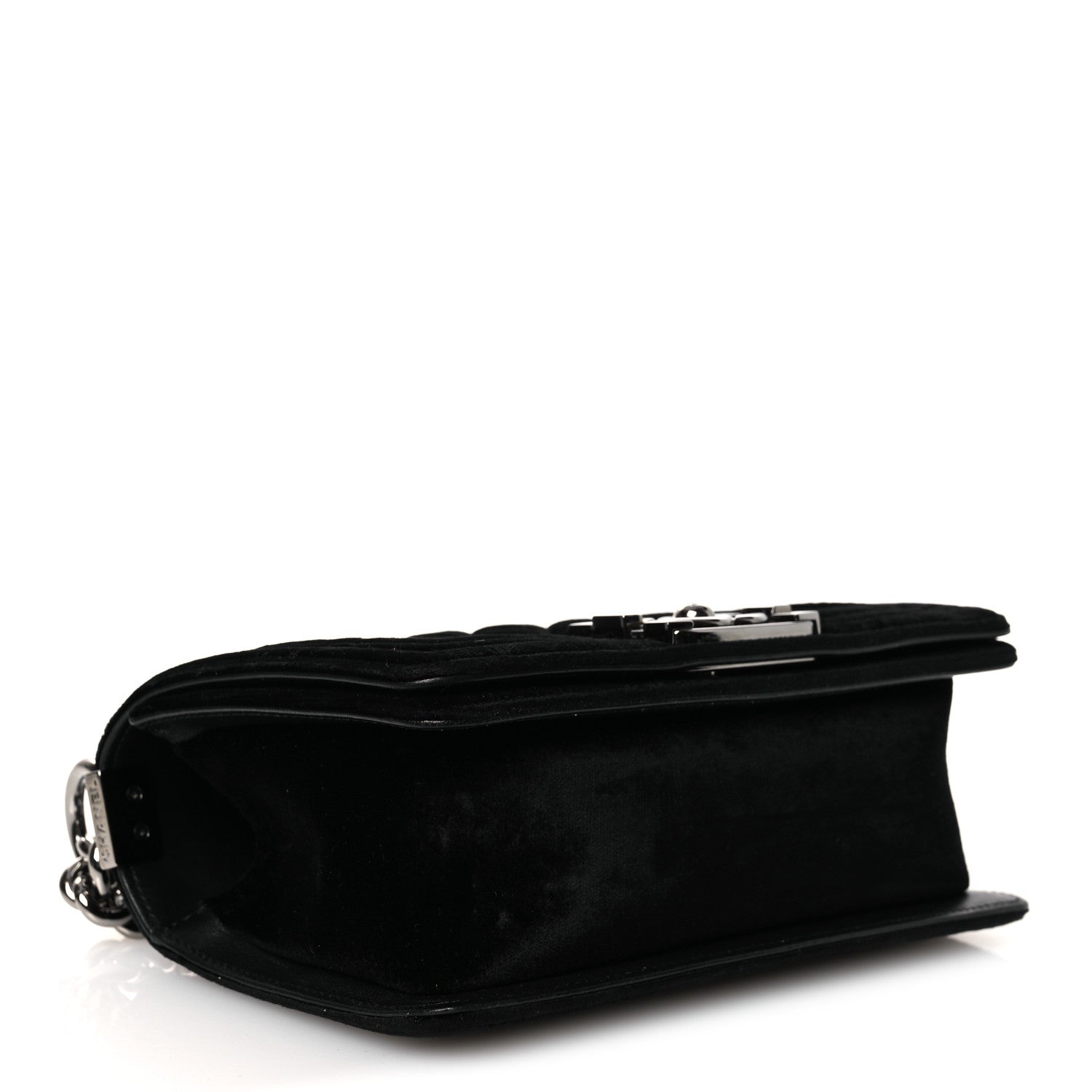 Velvet Quilted Small Boy Flap Black