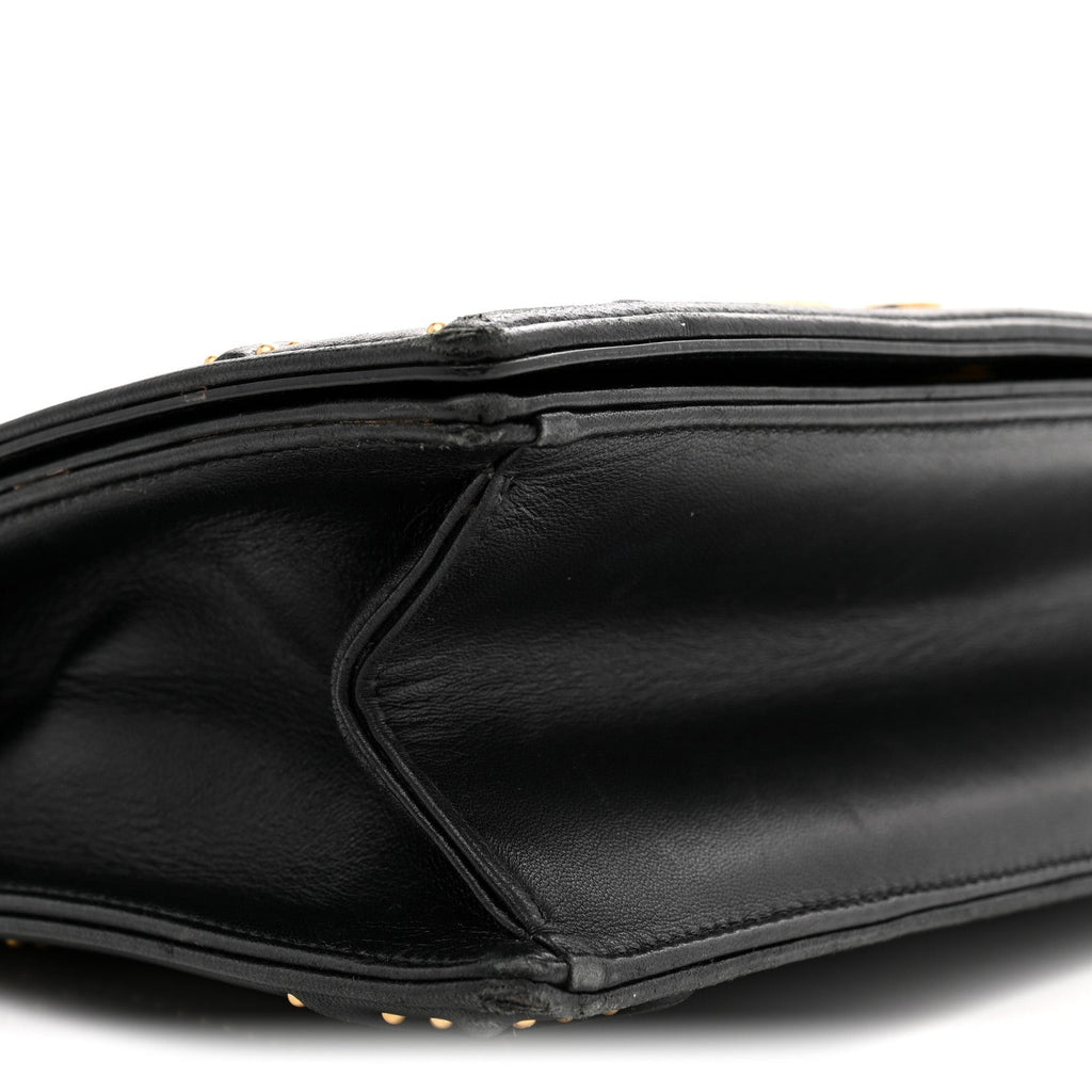 Lambskin Studded Medium Diorama Flap Bag Black