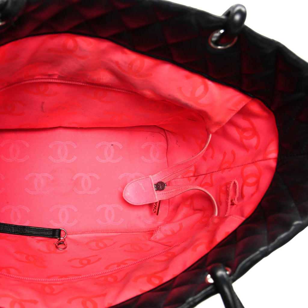 Calfskin Quilted Large Cambon Tote Black