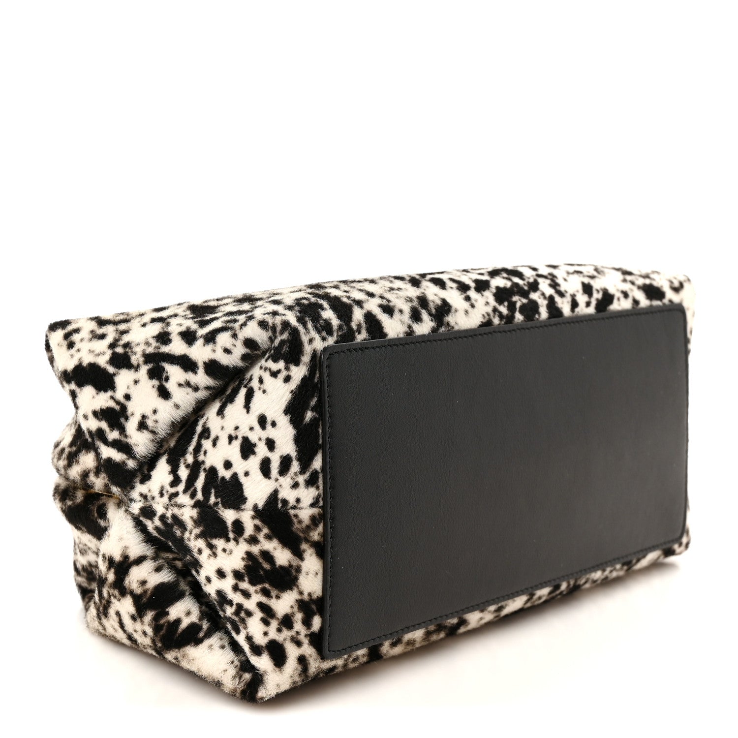 Lambskin Pony Hair Printed Clutch With Chain Black White
