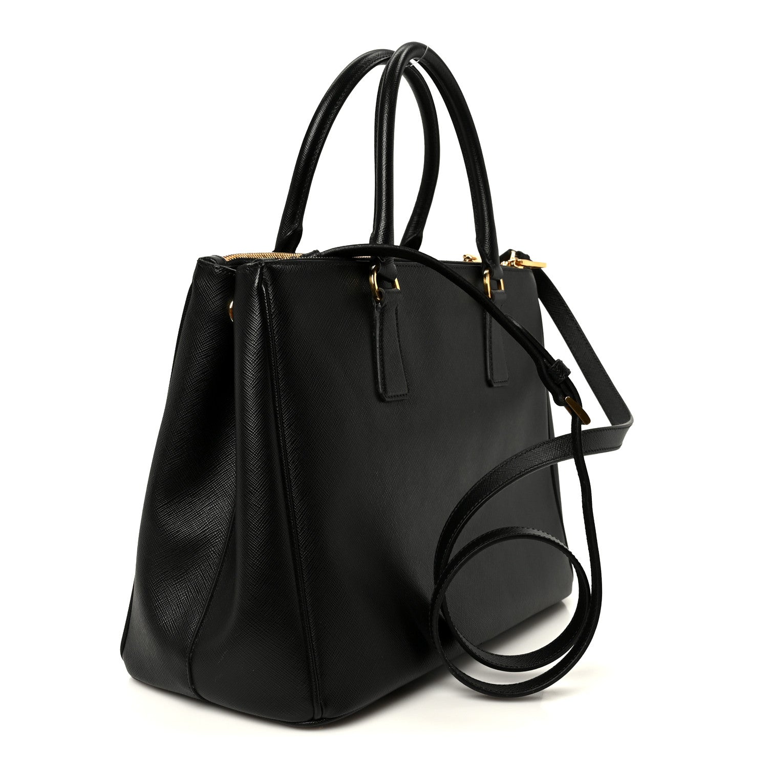 Saffiano Lux Large Galleria Double Zip Tote Black