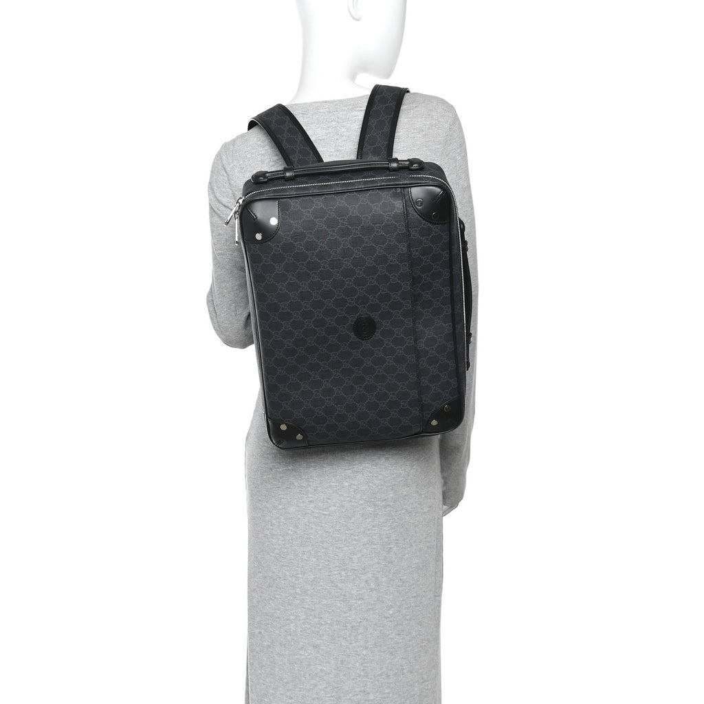 GG Supreme Monogram Briefcase Backpack Black Grey