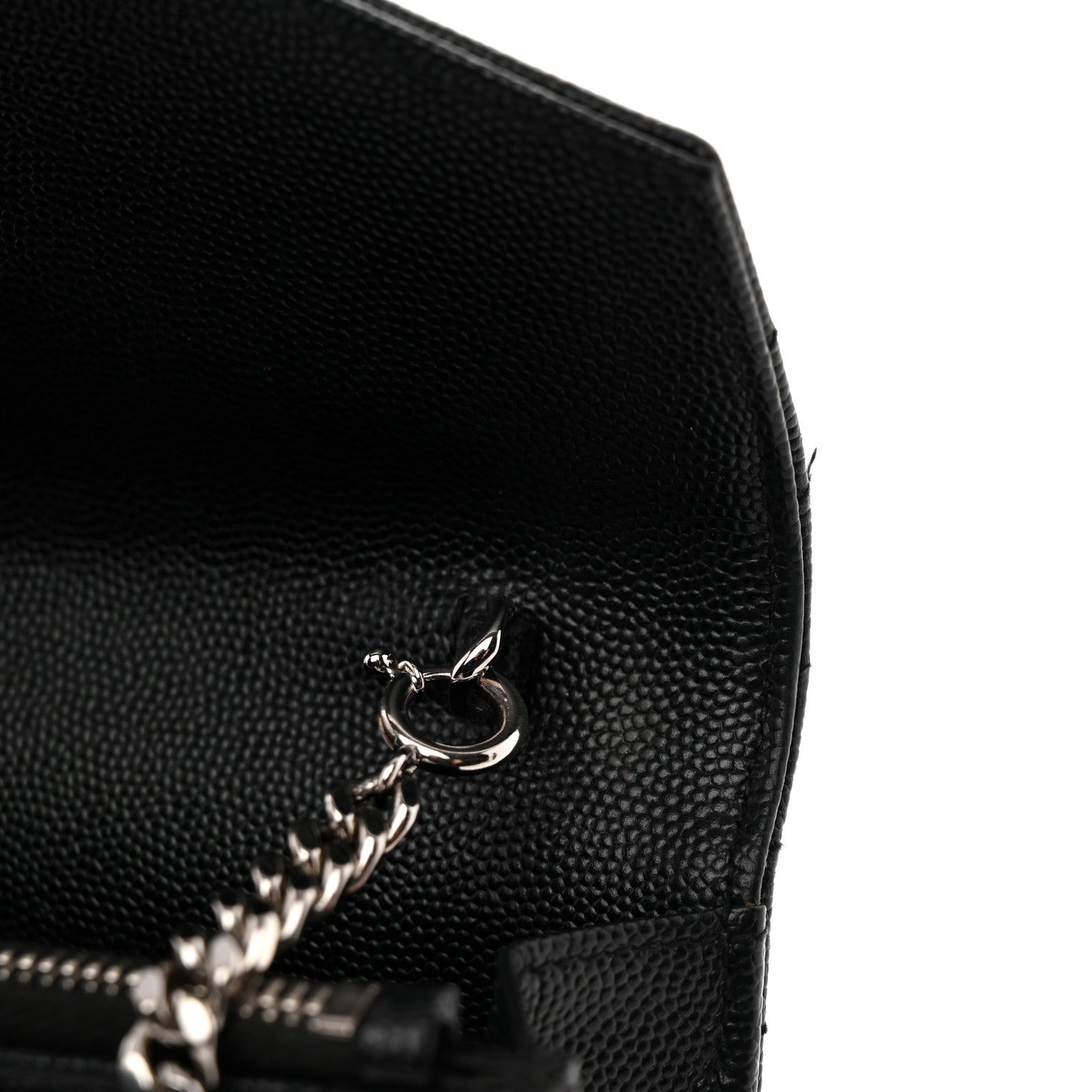 Grain De Poudre Matelasse Chevron Monogram Envelope Chain Wallet Black