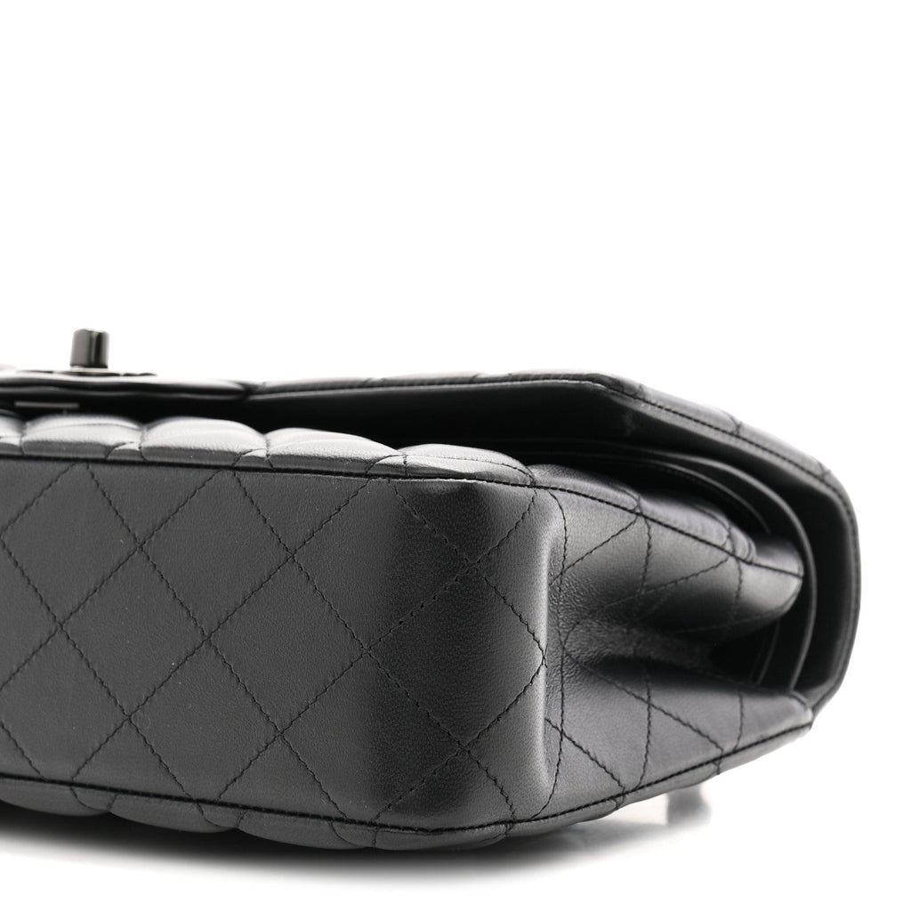 Lambskin Quilted Medium Double Flap So Black
