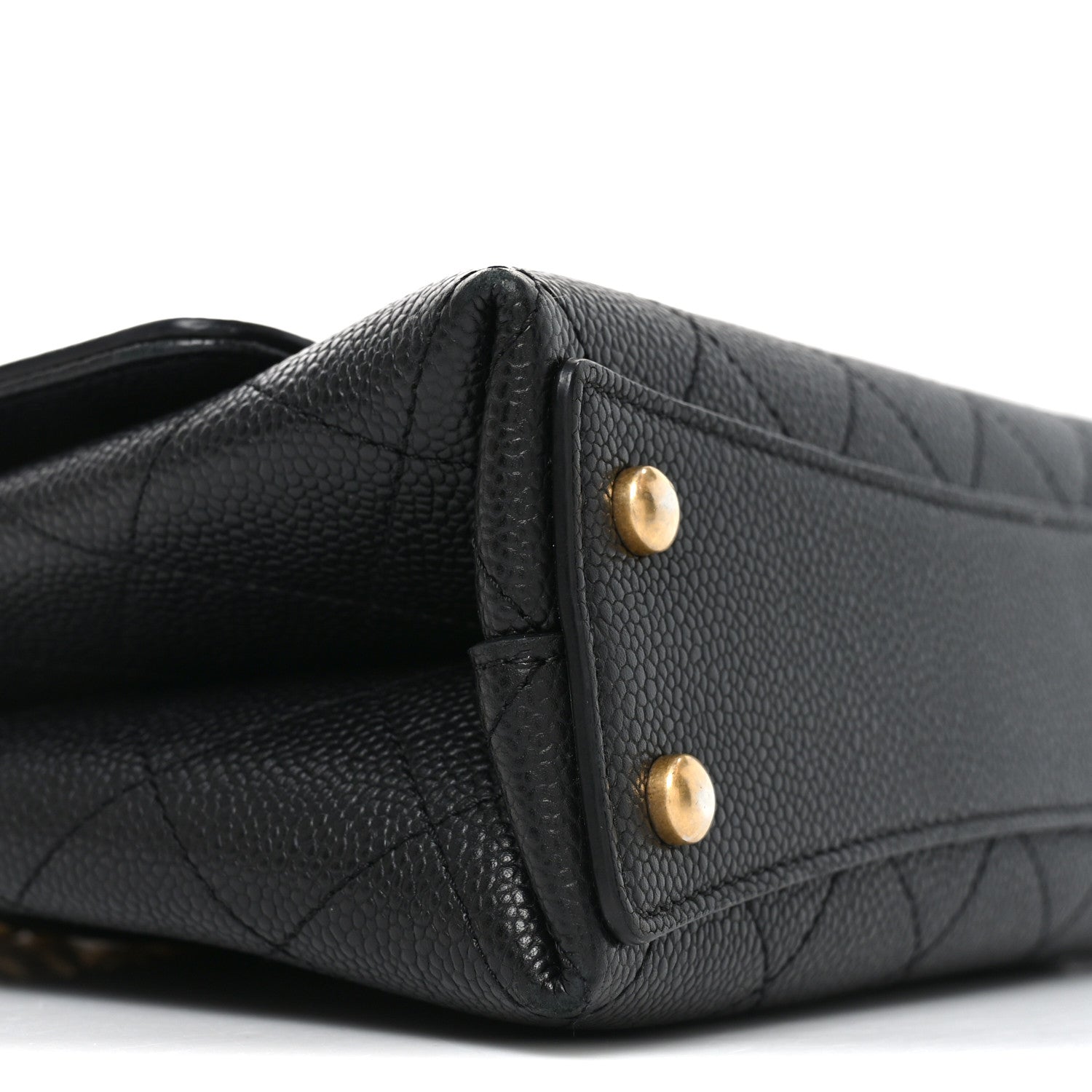 Caviar Diamond Stitched Small Top Handle Flap Black