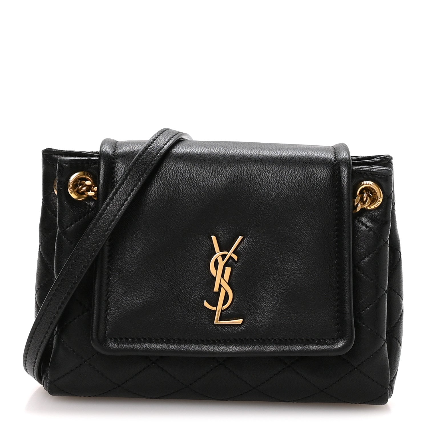 Lambskin Quilted Monogram Mini Nolita Black