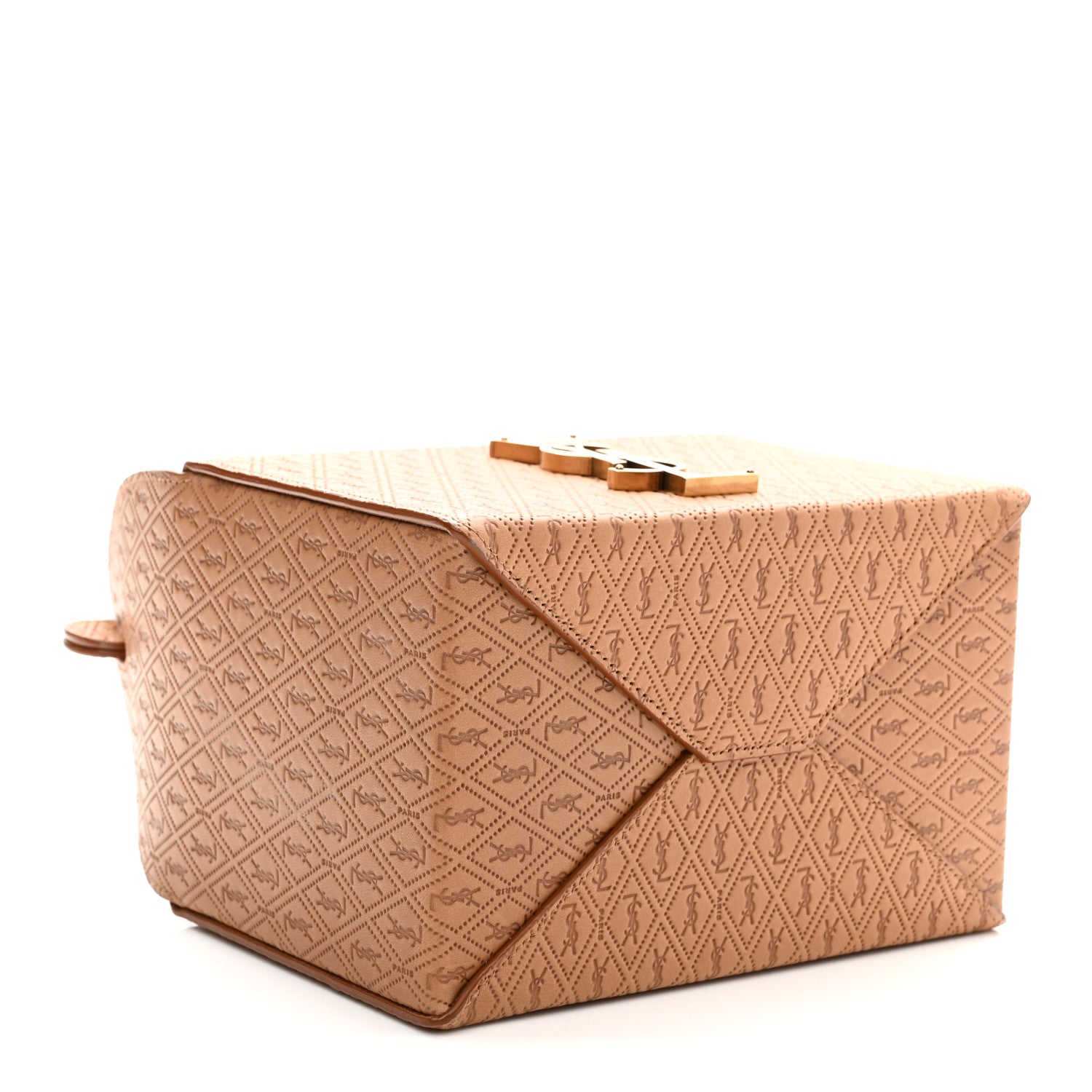 Calfskin Monogram Take Away Box Dusty Vintage Brown Gold