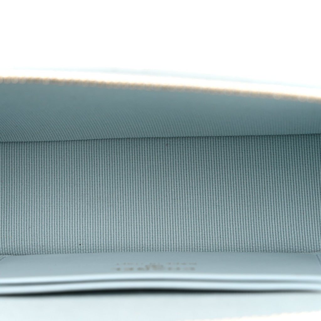 Caviar Quilted Top Handle Slim Vanity With Chain Light Blue