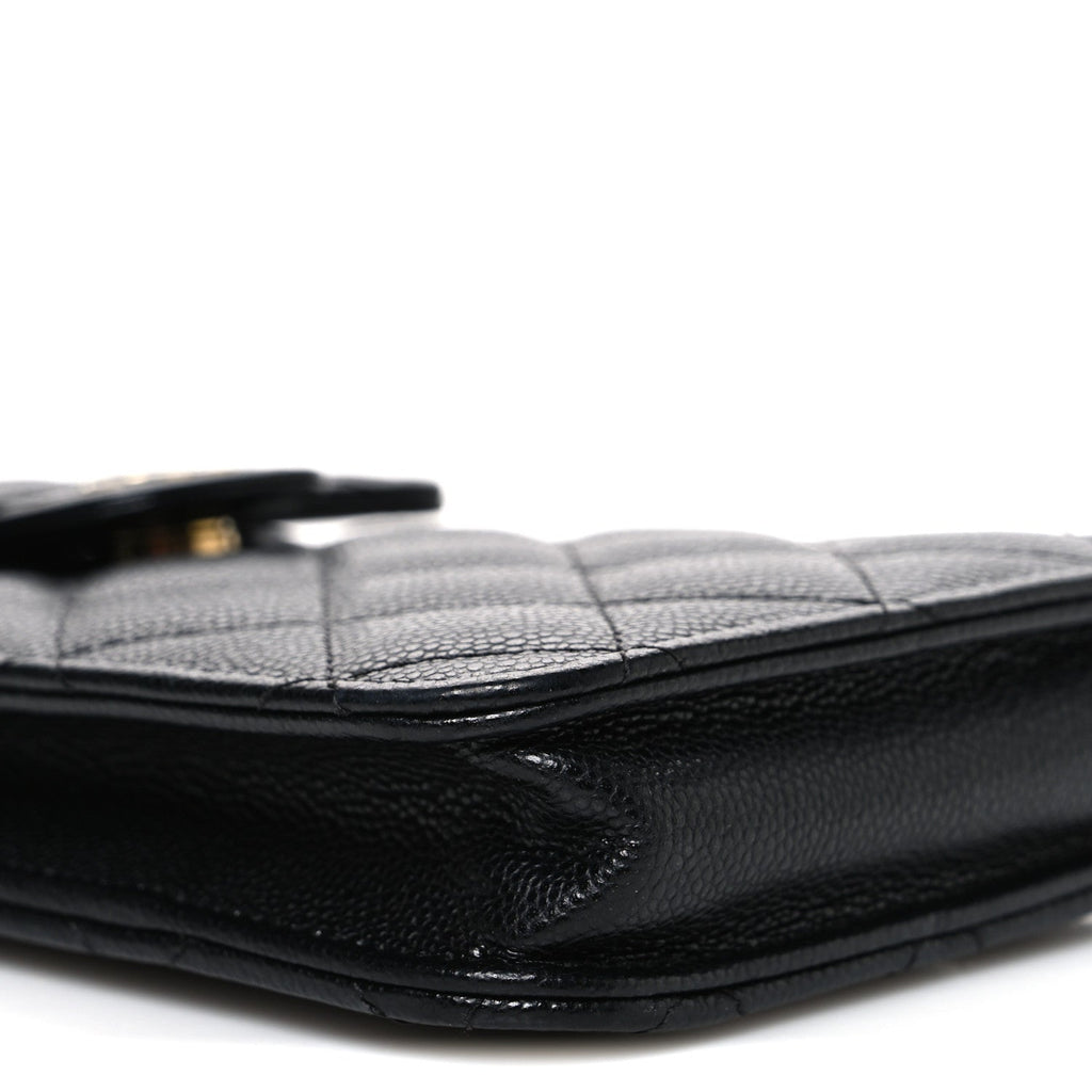 Caviar Quilted Classic Phone Holder Black