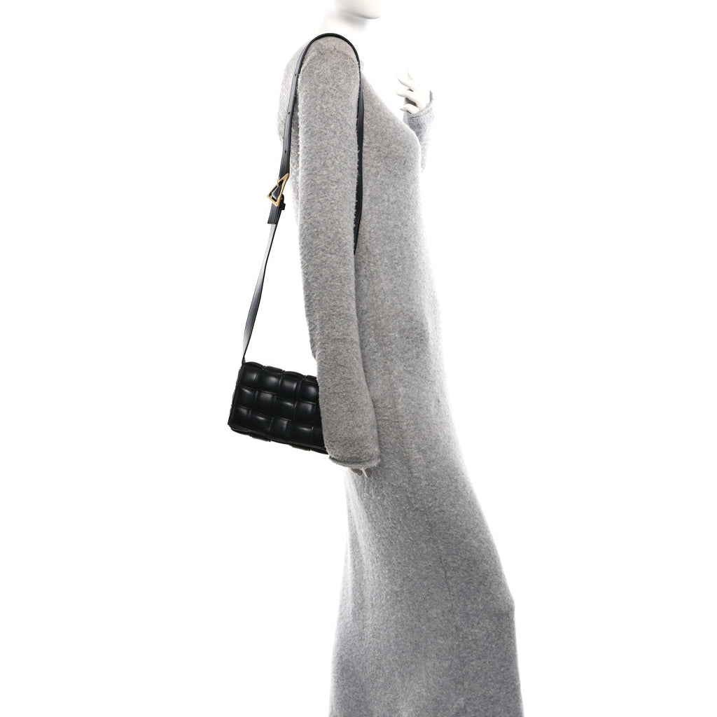 Nappa Maxi Intreccio Small Padded Cassette Crossbody Bag Black
