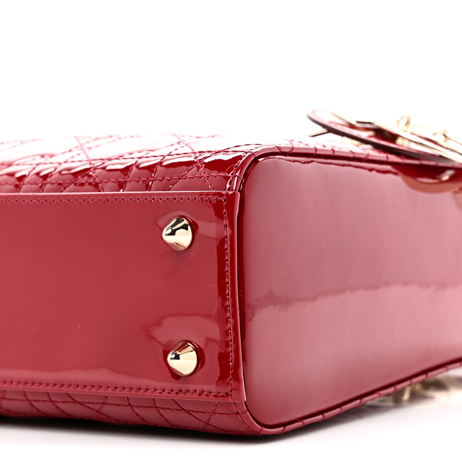 Patent Cannage Small Lady Dior Cherry Red
