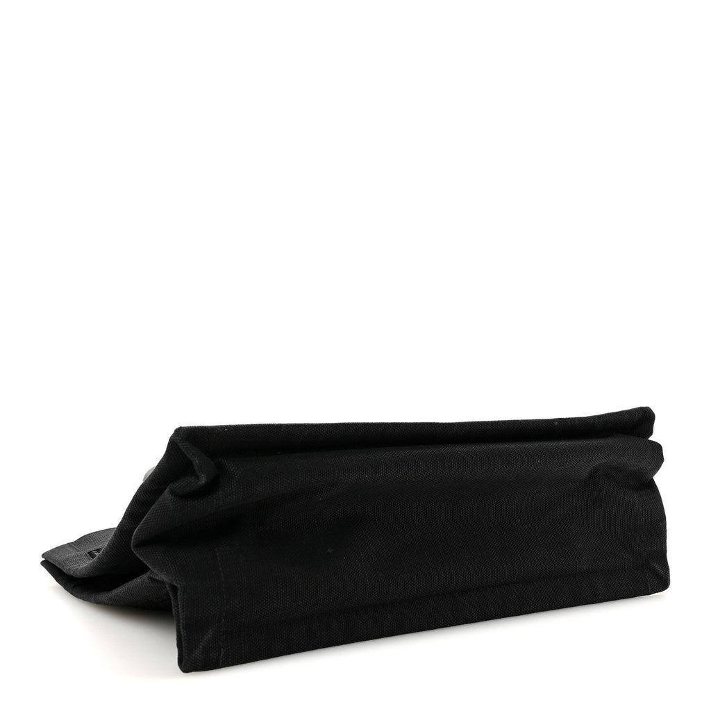 Raffia Linen Calfskin Small Rive Gauche Tote Black