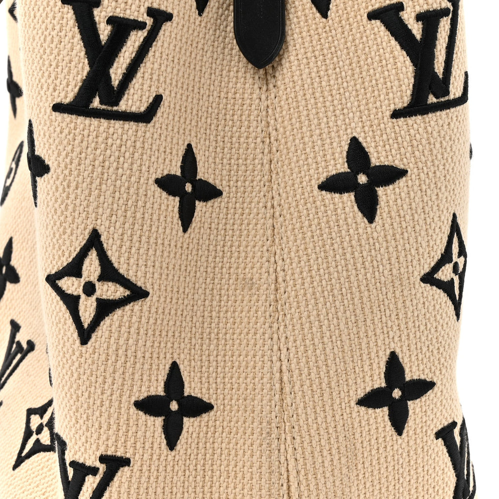 Cotton Monogram Embroidered Neonoe MM Beige Black
