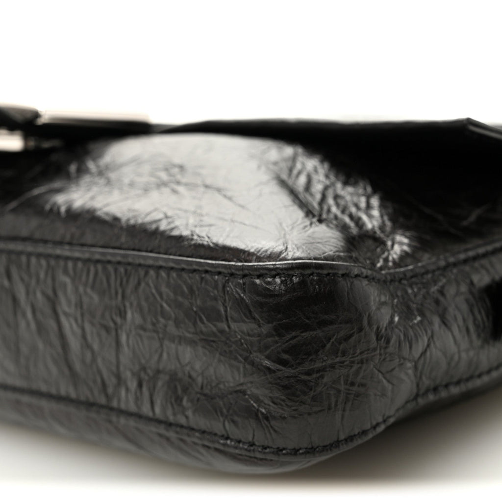 Crackled Calfskin Baguette 26424 Black