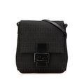 Fendi Zucchino Canvas Leather Shoulder Bag
