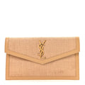 Micro Raffia Uptown Pouch Natural Hay Blush