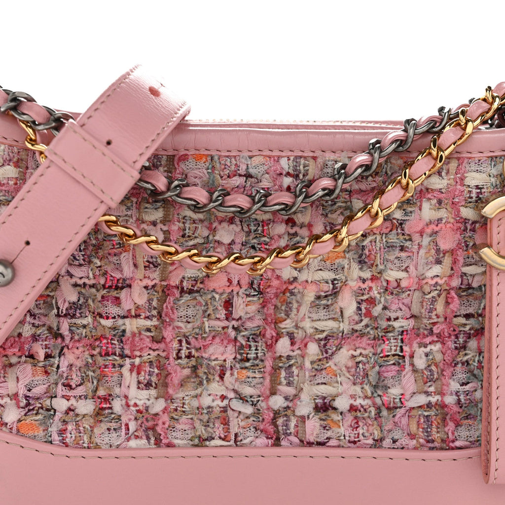 Tweed Calfskin Small Gabrielle Hobo Light Pink
