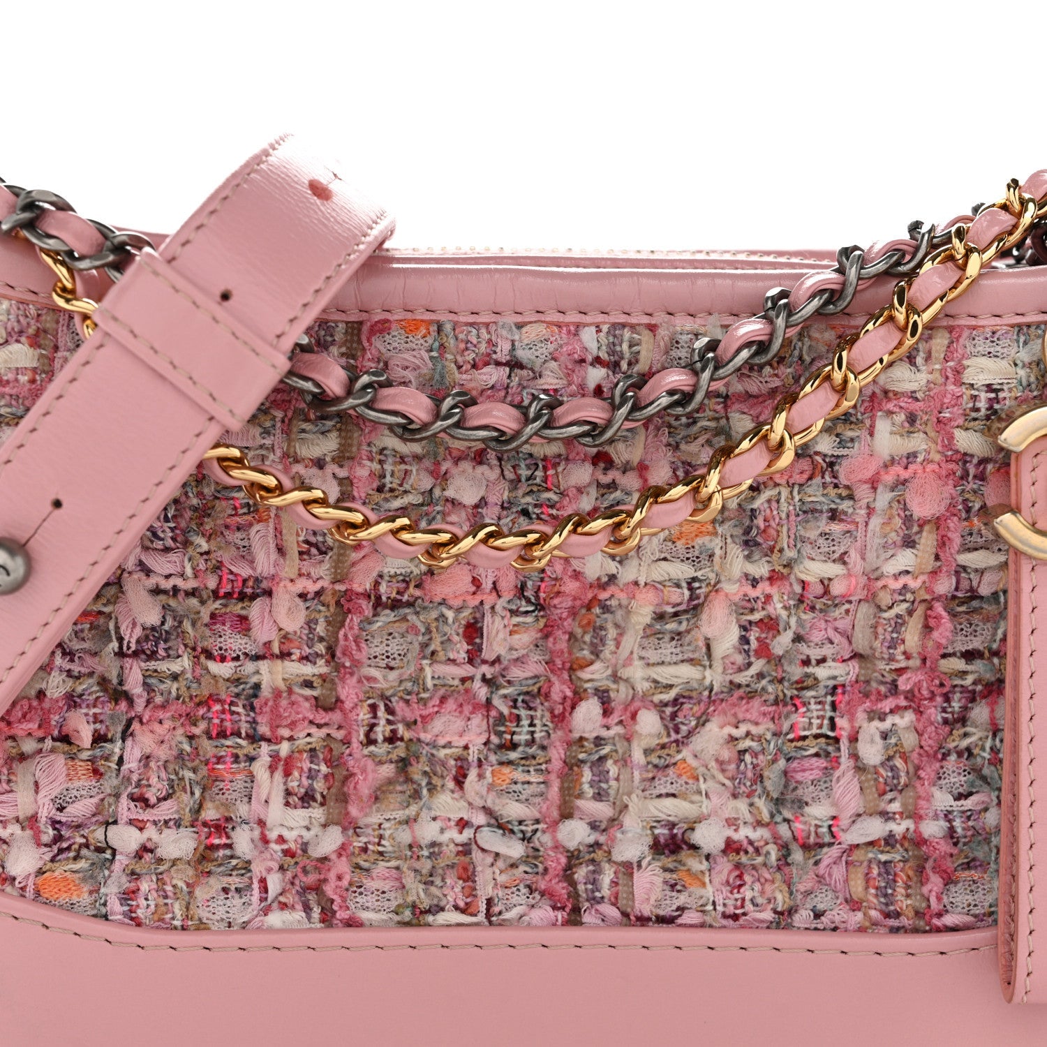 Tweed Calfskin Small Gabrielle Hobo Light Pink