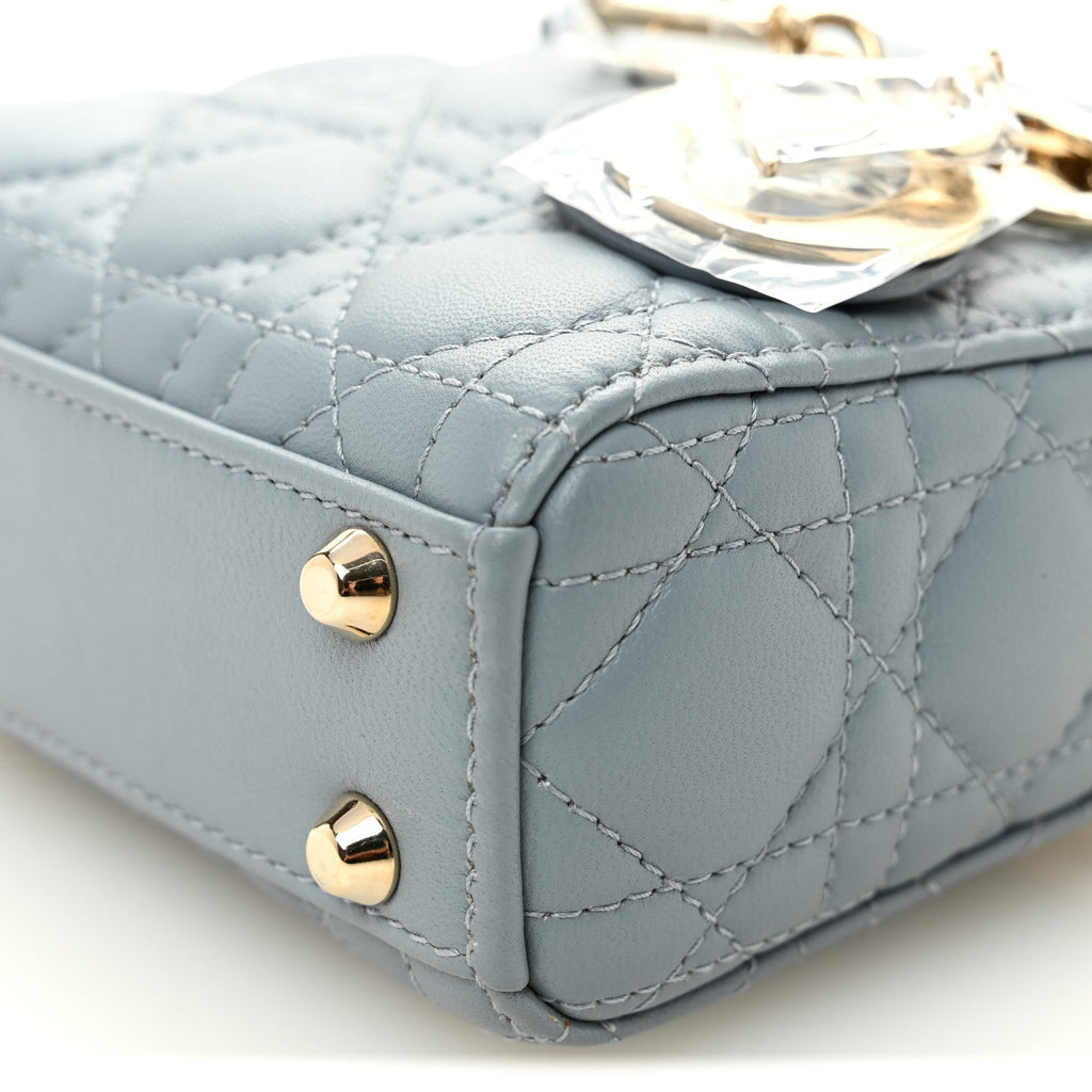 Lambskin Cannage Micro Lady Dior Cloud Blue