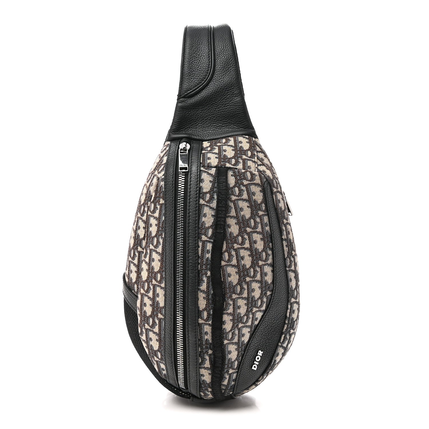 Grained Calfskin Oblique Scarab Sling Bag Blue Black