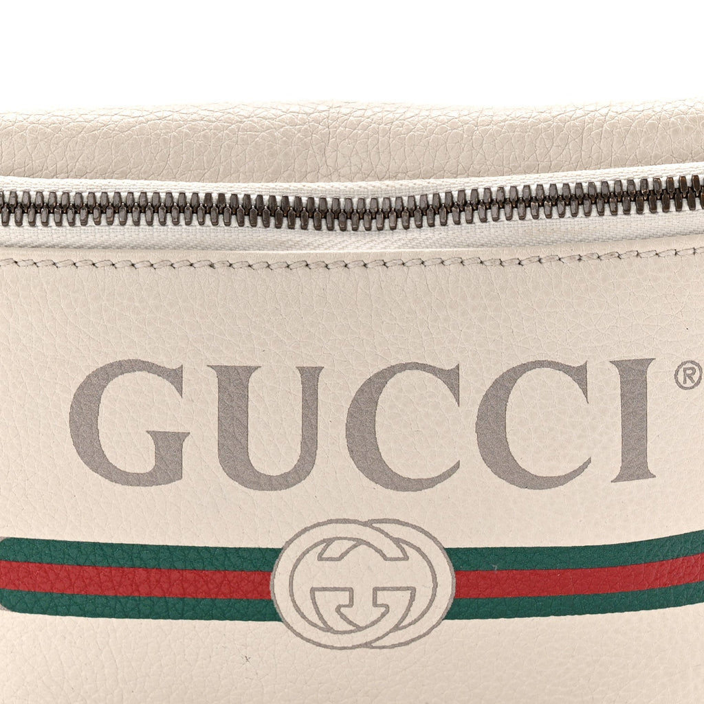 Grained Calfskin Small Logo Belt Bag White