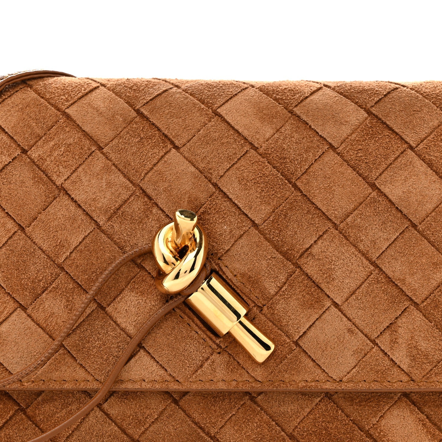Suede Intrecciato Andiamo Pouch On Strap Amber