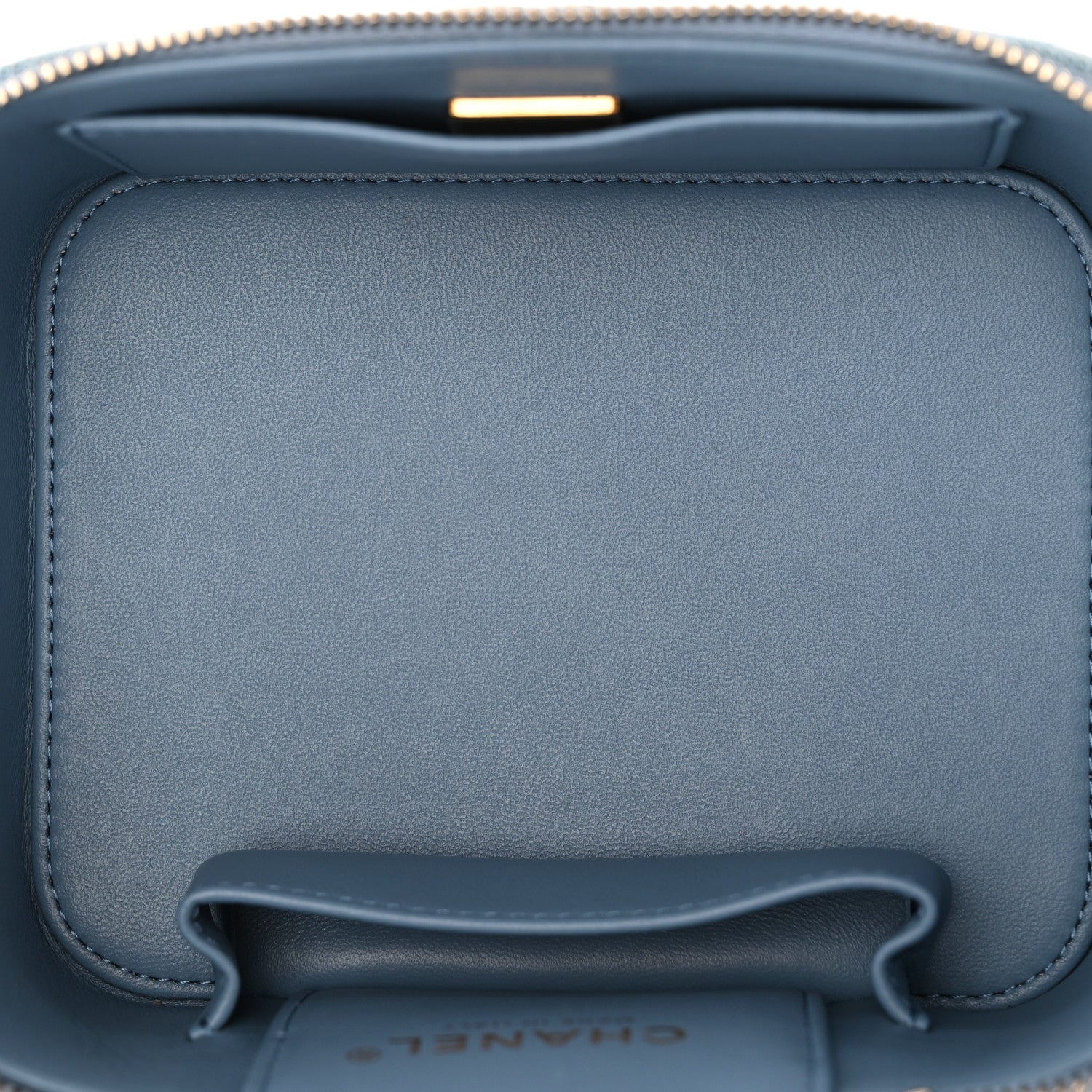 Denim Quilted Small CC Vanity Case Blue