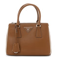 Saffiano Lux Small Galleria Double Zip Tote Cannella Talco
