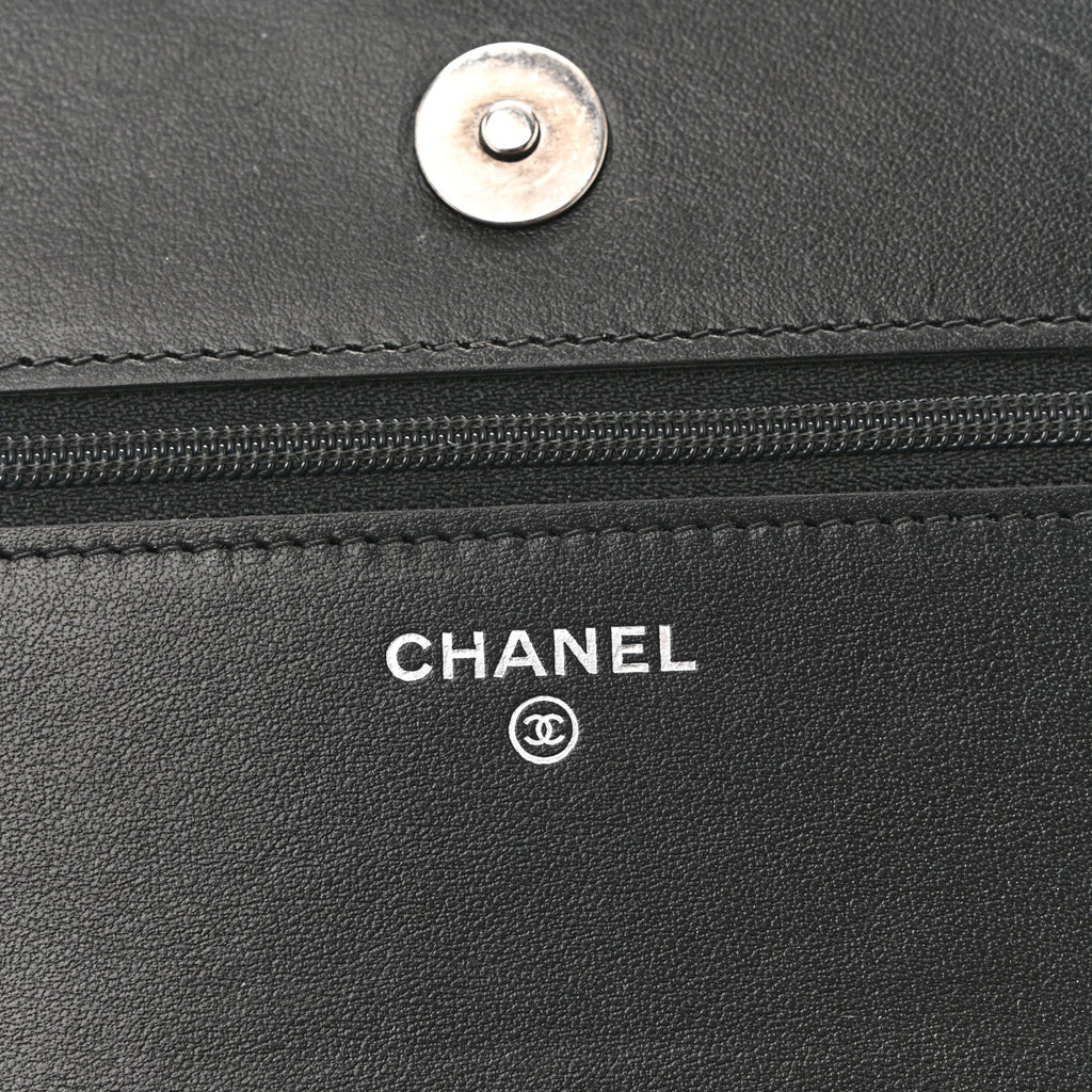 Caviar Quilted Boy Wallet On Chain WOC Black