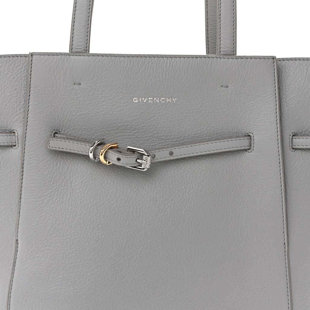 Calfskin Voyou Small North South Tote  Light Grey
