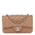 Lambskin Quilted Mini Rectangular Flap Beige
